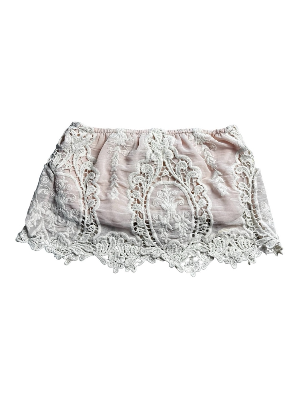 Pink Lace Crochet Overlay Tube Top Size S Boho Summer - Picture 1 of 8